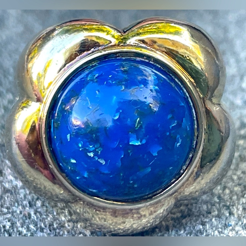 LE MONDE LE BIJOUX Lapis Lazuli stone in 925 sterling flower setting, sz8, 12.8g - Picture 6 of 13